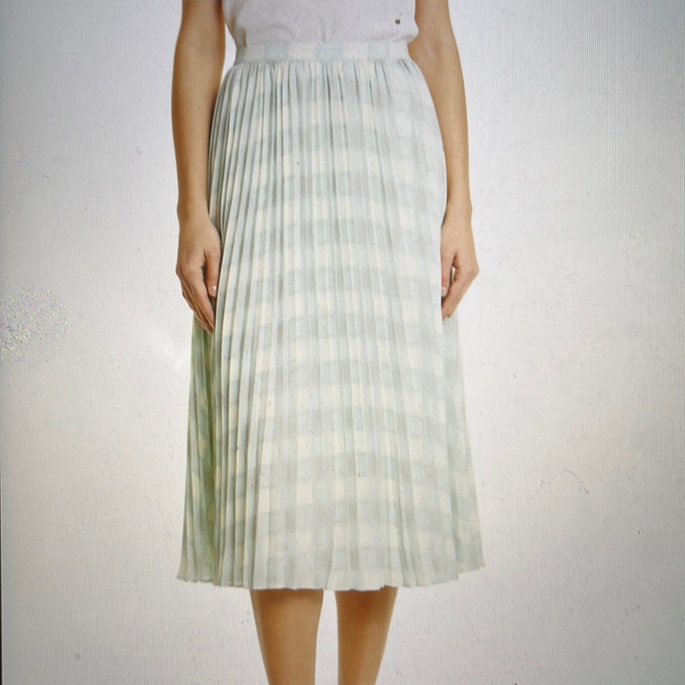 Toxin Pleated MIDI skirt in mint plaid